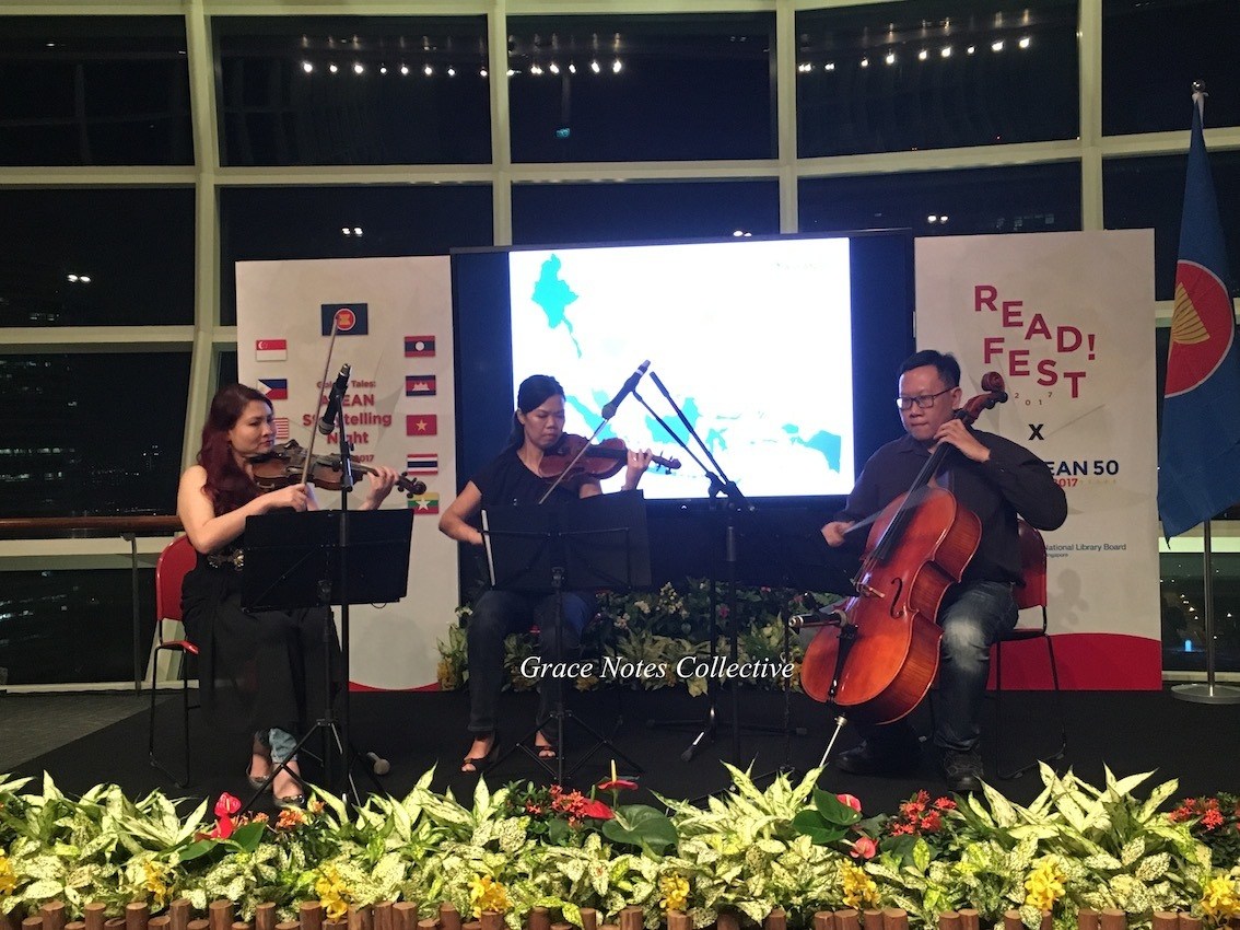 String trio performing at the NLB ASEAN Story Telling Night